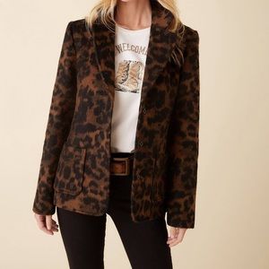 Karen Kane Rustic Charm Leopard Blazer Brown/Black M